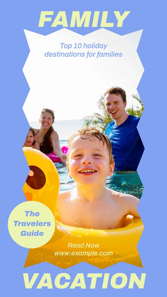 Family vacation story template, editable social media design