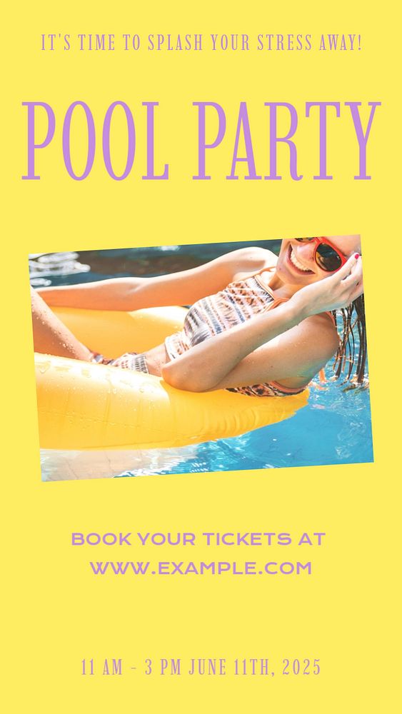 Pool party story template, editable social media design