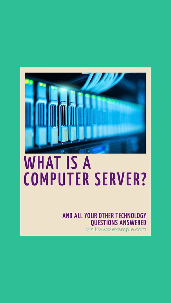 Computer server story template, editable social media design