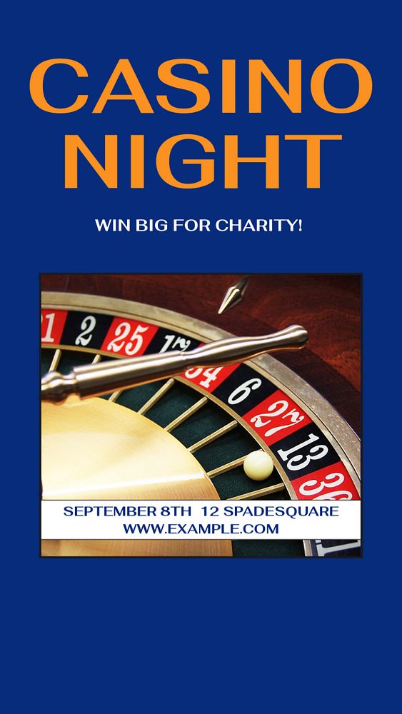 Charity casino night story template, editable social media design
