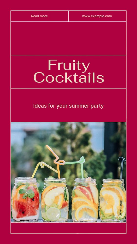 Fruity cocktails Instagram story template, editable social media design