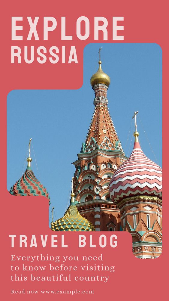 Russia travel story template, editable social media design