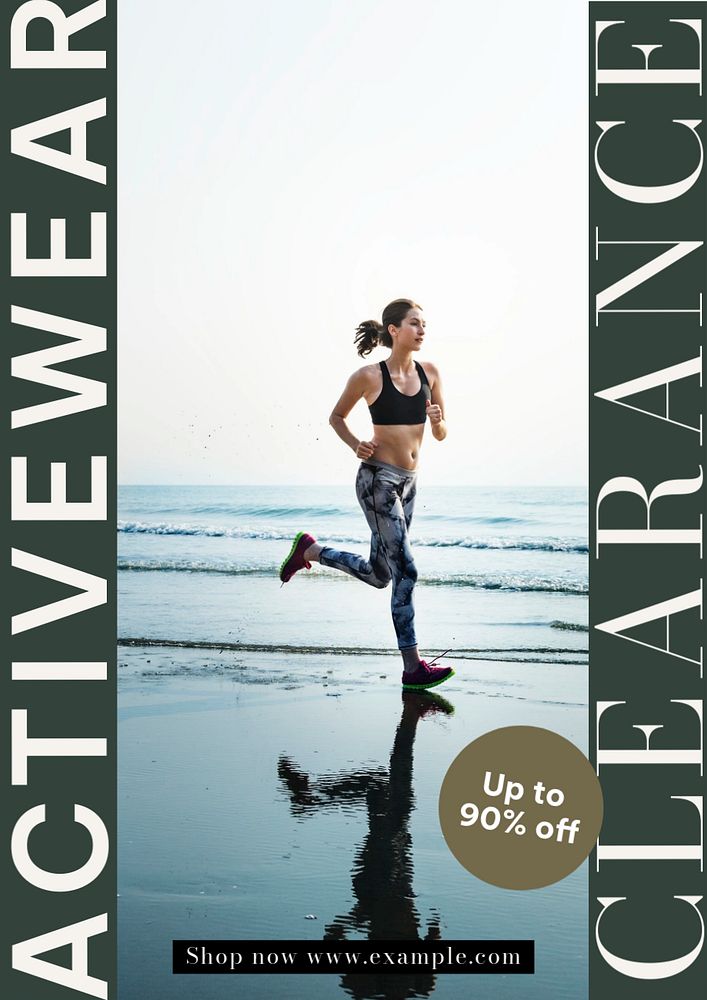 Activewear clearance sale poster template, editable text & design