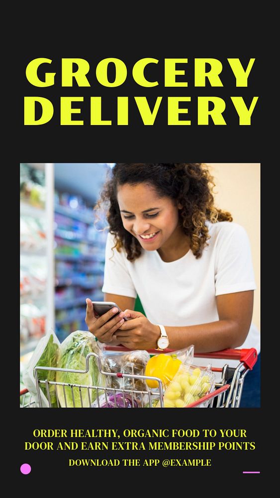 Grocery delivery story template, editable social media design