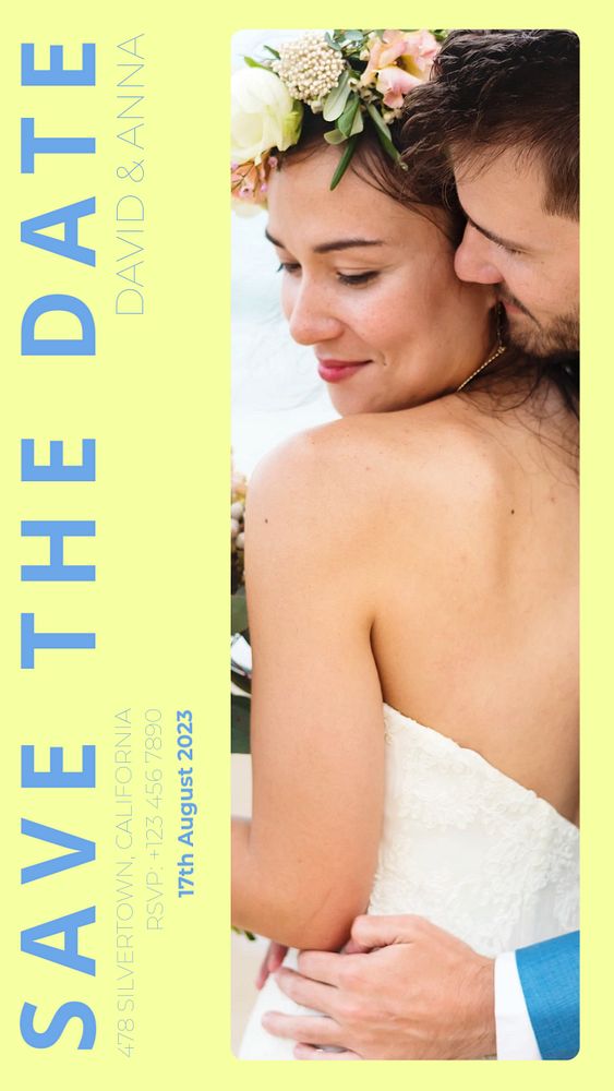 Wedding invitation story template, editable social media design