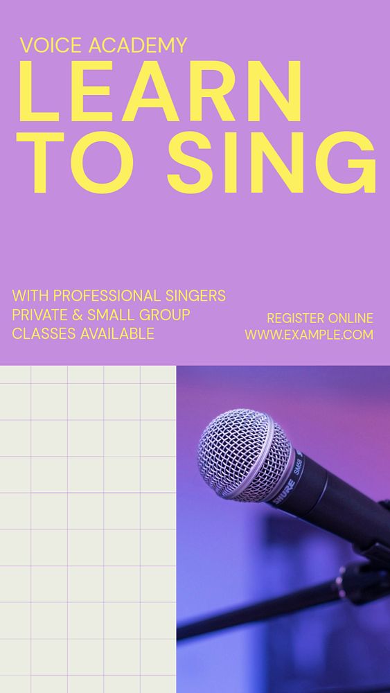 Singing lesson story template, editable social media design