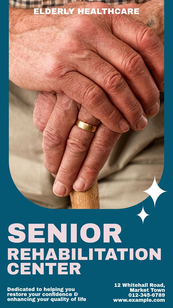 Senior rehabilitation story template, editable social media design