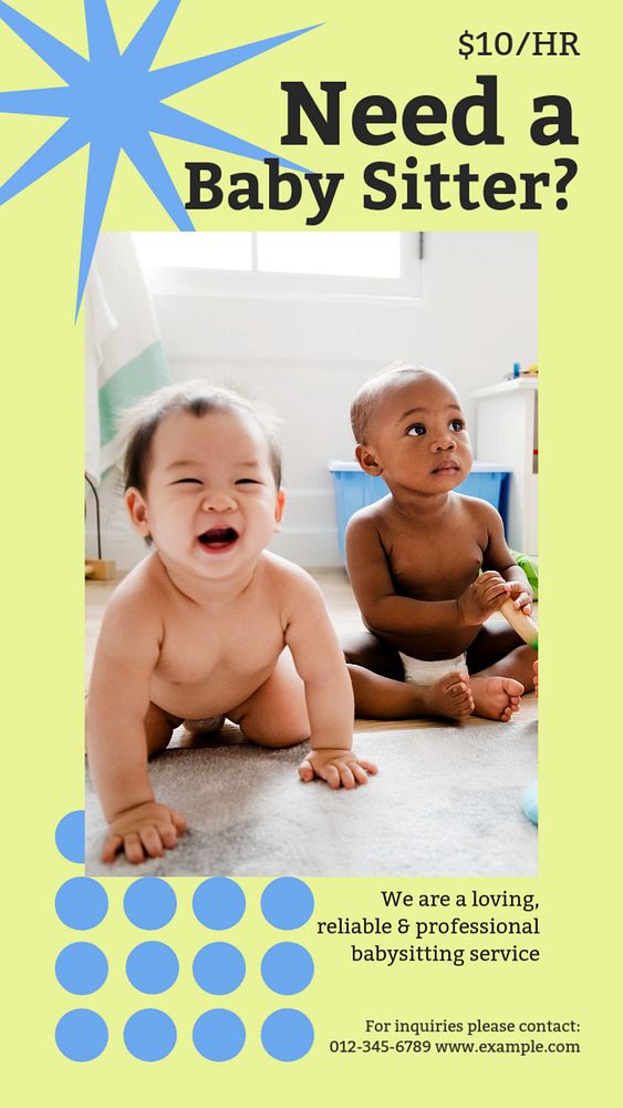 Baby sitter ad story template, editable social media design