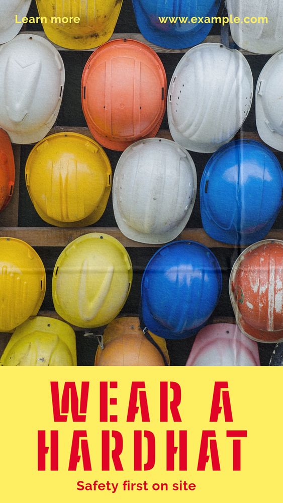 Hardhats for safety story template, editable social media design