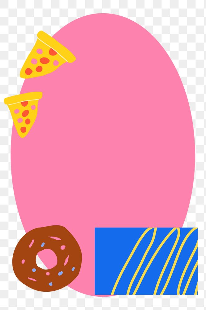 Pink oval frame png element, editable food design