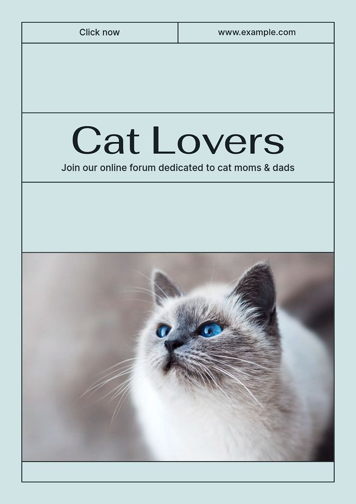 Cat lover poster template, editable text & design