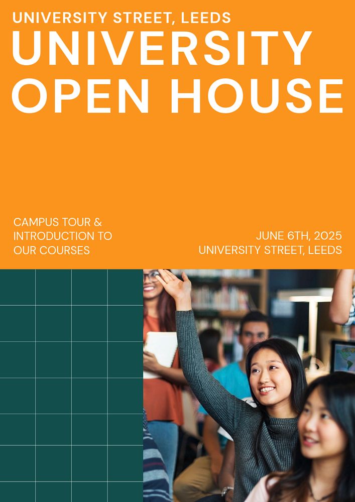 University open house editable poster template