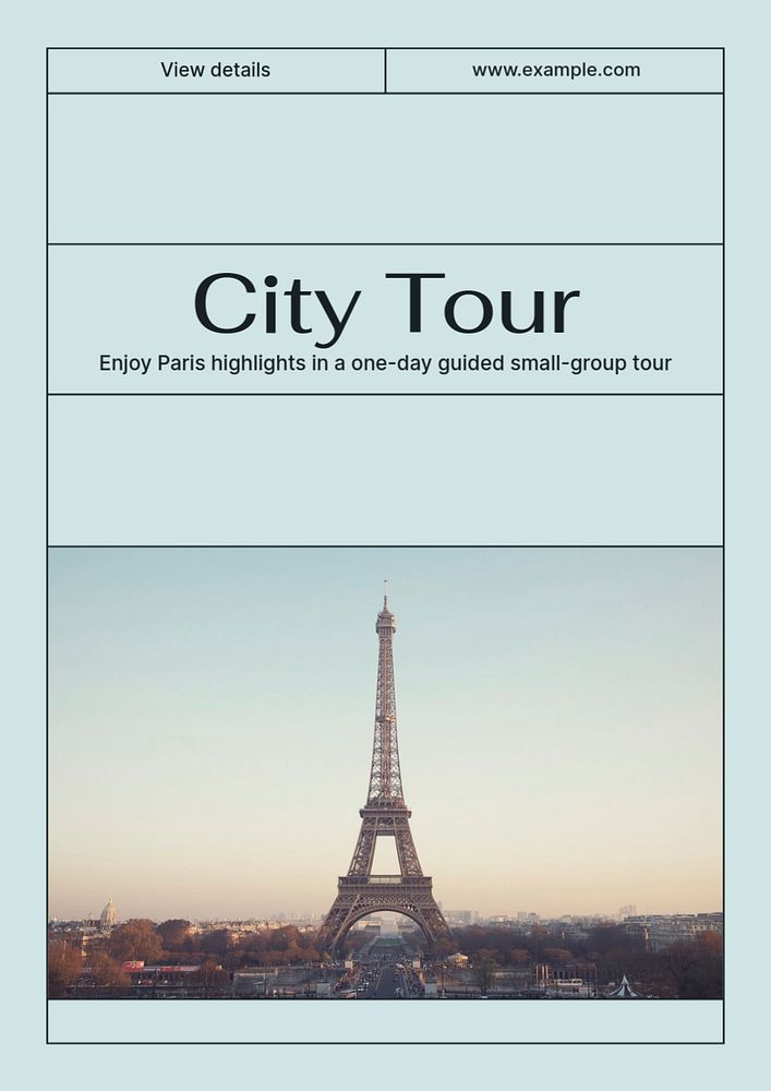 City tour poster template, editable text & design