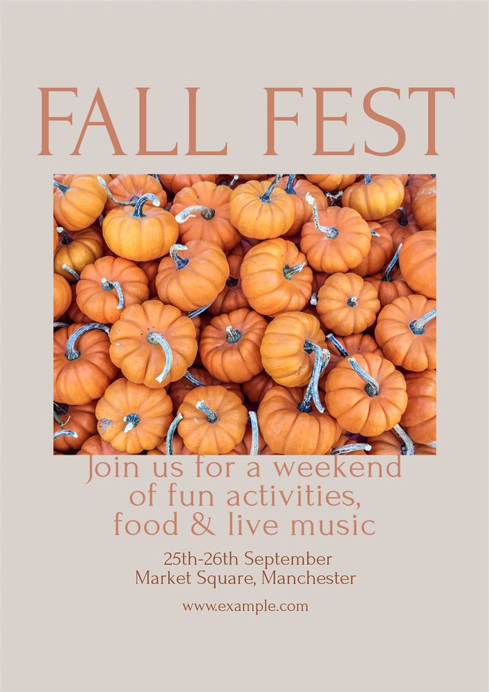 Fall festival poster template, editable text & design