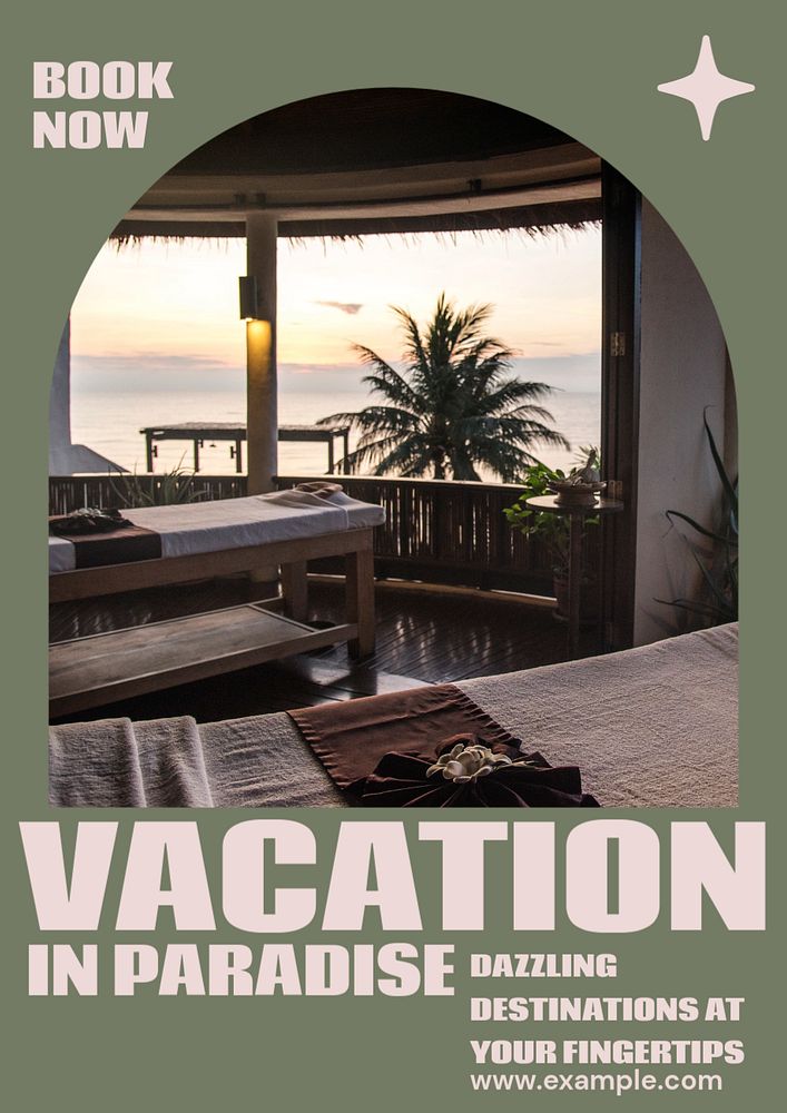 Vacation in paradise editable poster template