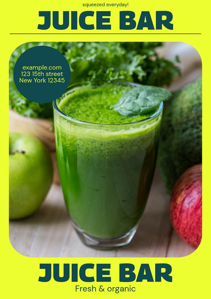 Juice bar editable poster template