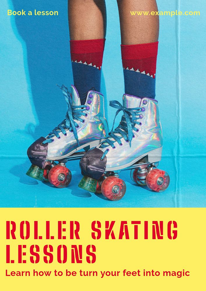 Roller skating lessons editable poster template