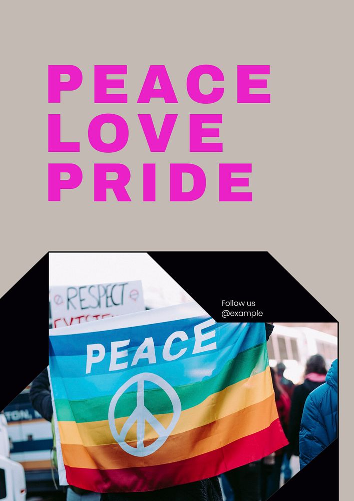 Peace love pride editable poster template