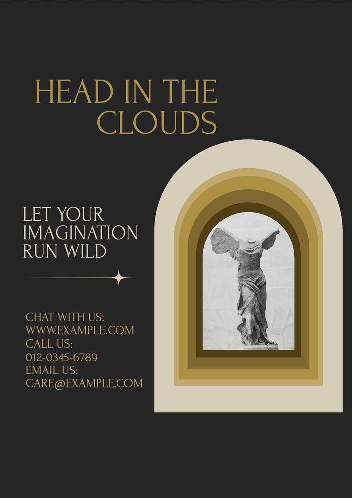 Head in clouds poster template, editable text & design