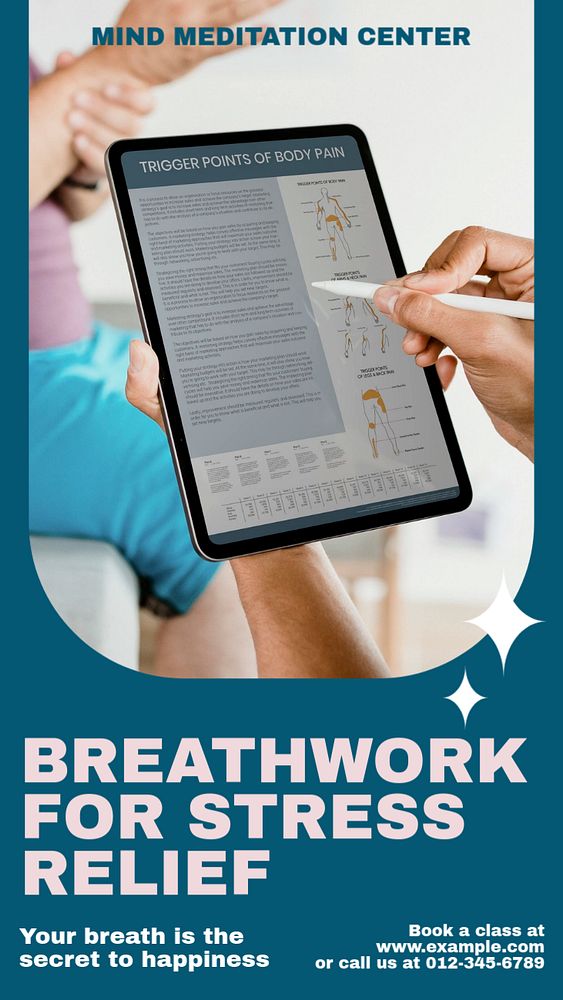 Breathwork meditation classes story template, editable social media design