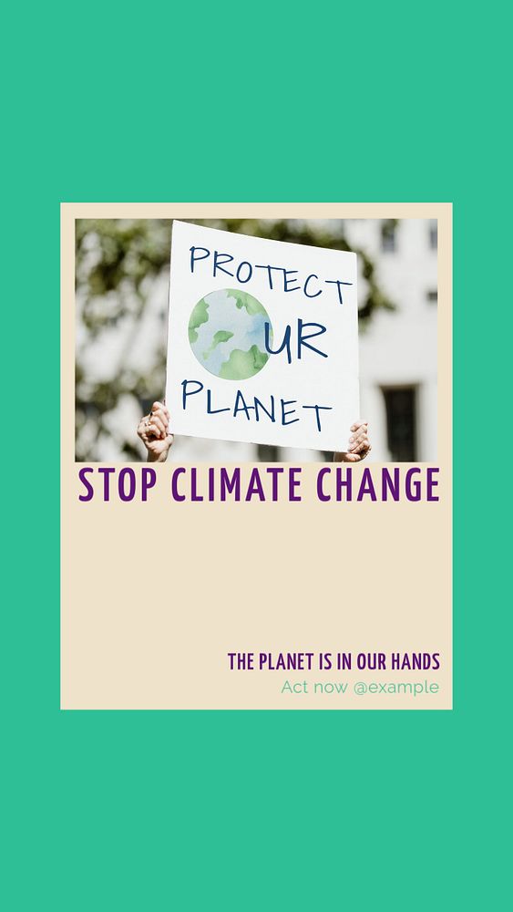 Stop climate change story template, editable social media design