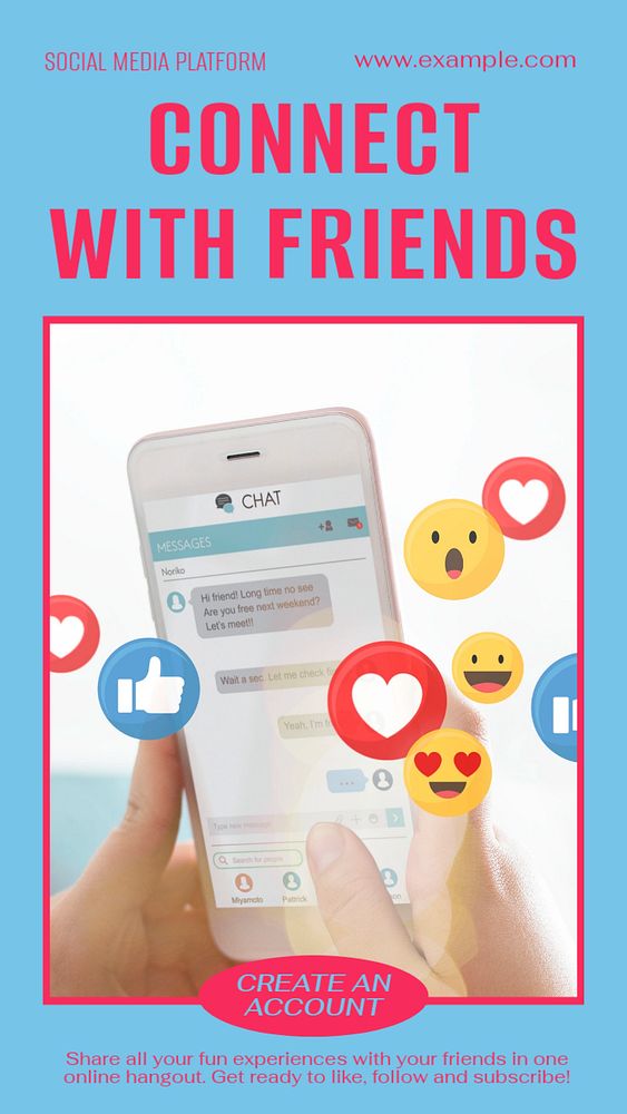 Connect with friends story template, editable social media design