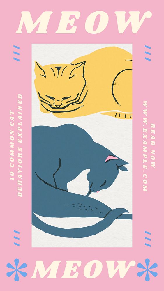 Cat & kitten story template, editable social media design