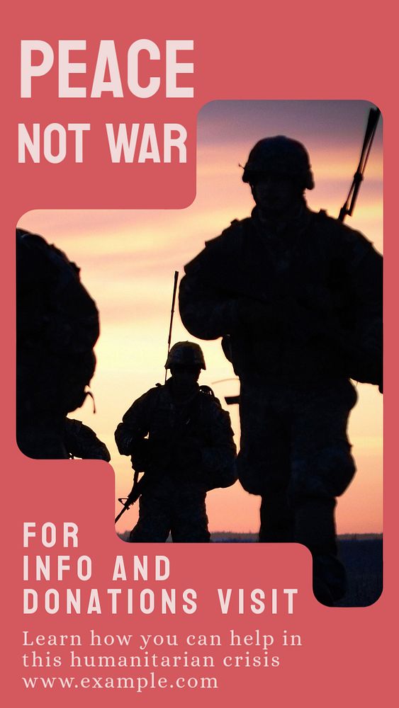 Peace not war story template, editable social media design