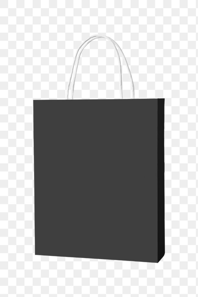 Black shopping bag png mockup element, editable design