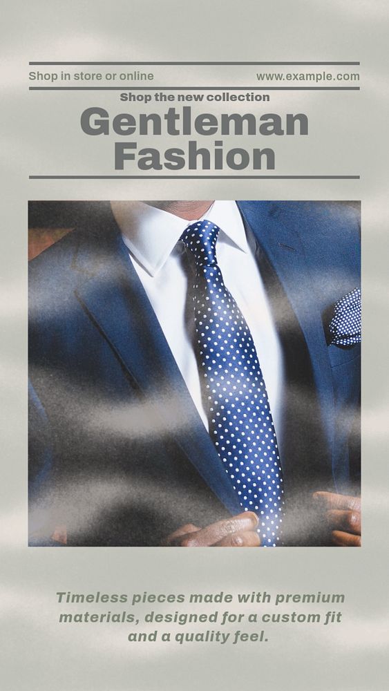 Gentleman fashion story template, editable social media design