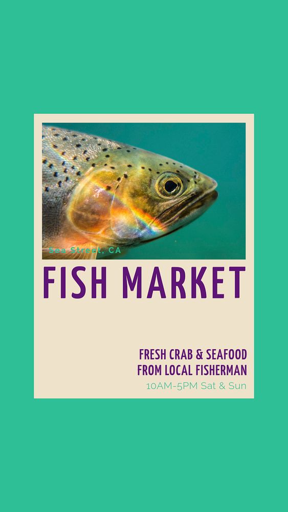 Fish market story template, editable social media design