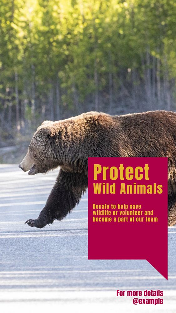 Protect wild animals story template, editable social media design