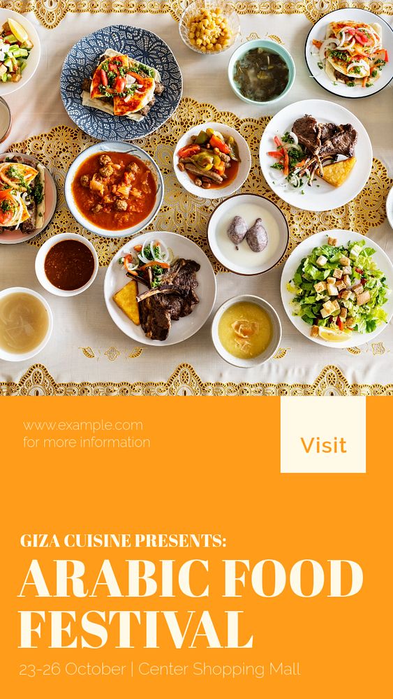 Arabic food festival story template, editable social media design