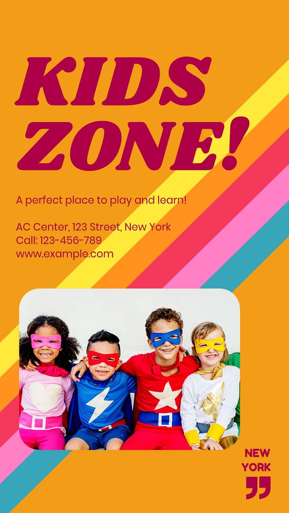 Kids zone story template, editable social media design