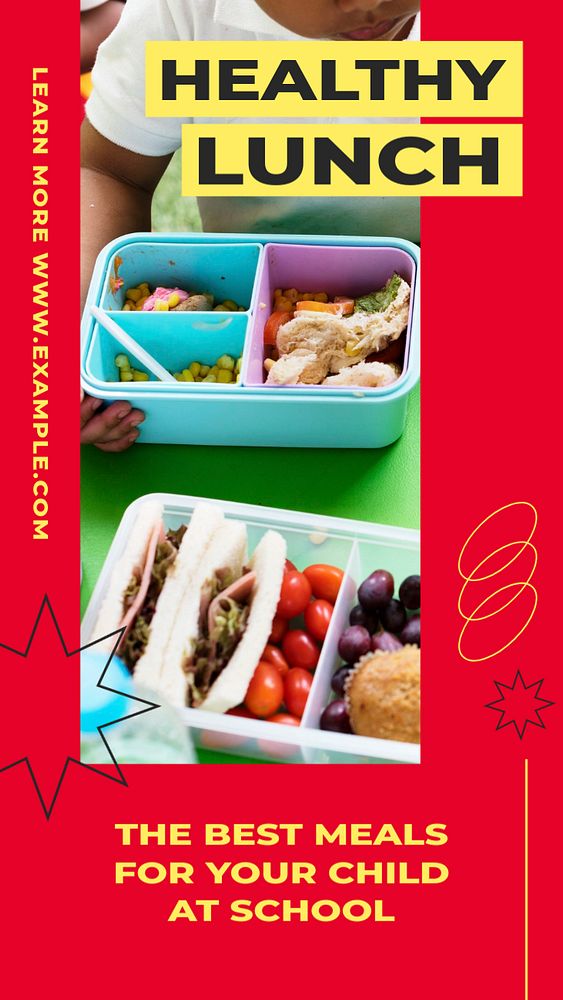 Healthy school lunch story template, editable social media design