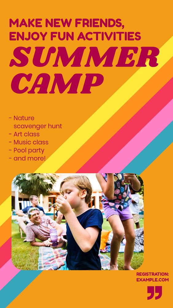 Summer camp story template, editable social media design