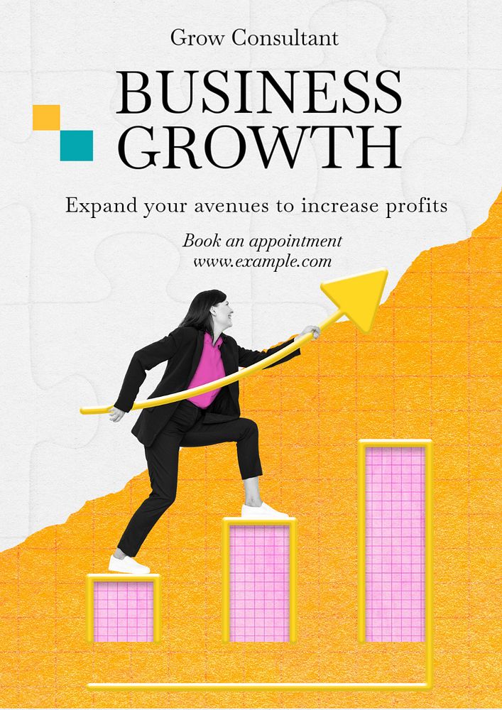 Business growth  poster template, editable text and design