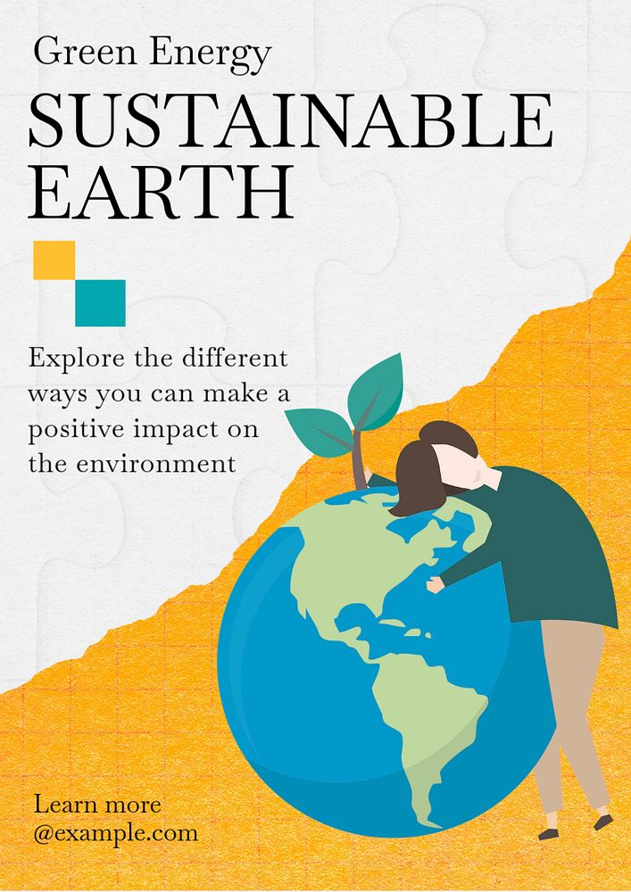 Sustainable earth  poster template, editable text and design