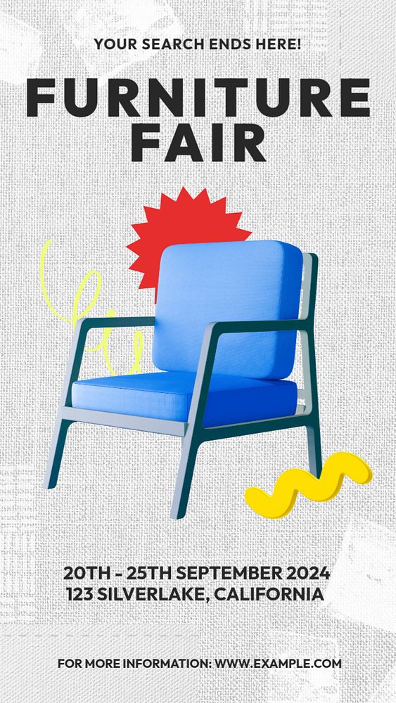 Furniture fair  Instagram story template, editable text