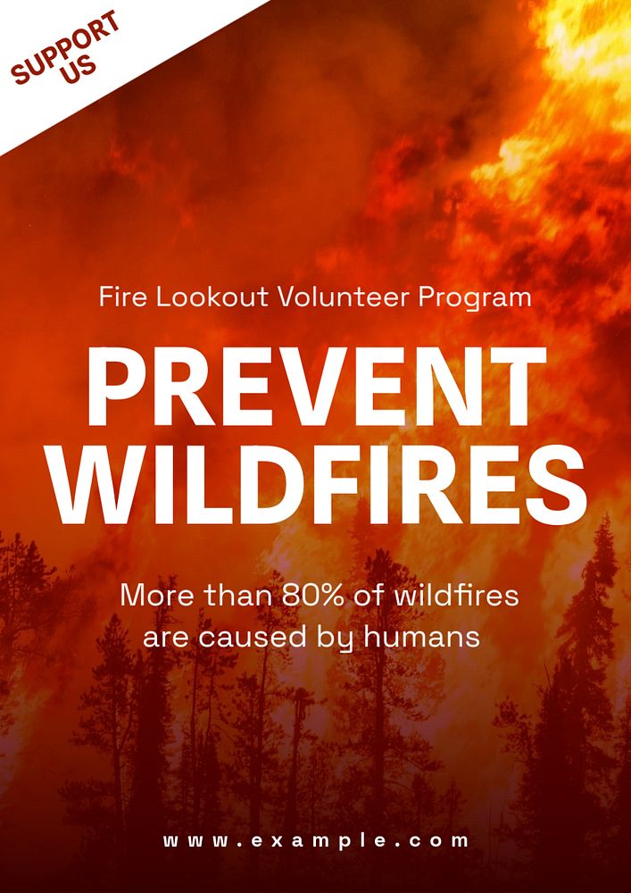 Forest fire poster template, editable text and design