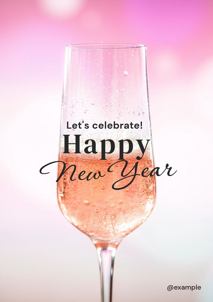 Happy new year  poster template, editable text and design