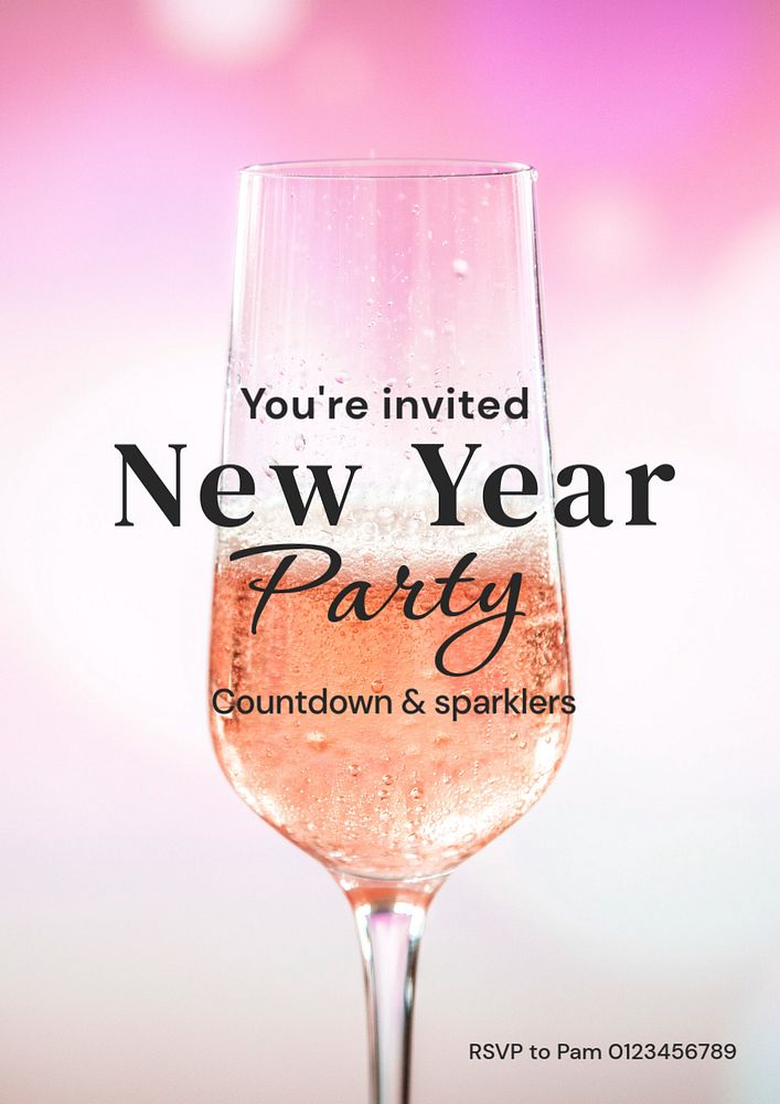 New Year party  poster template, editable text and design