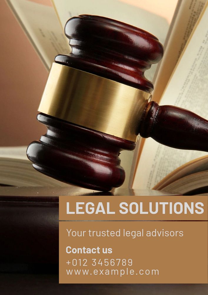 Legal solution  poster template, editable text and design