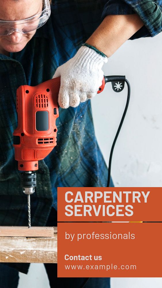 Carpentry services  Instagram story template, editable text