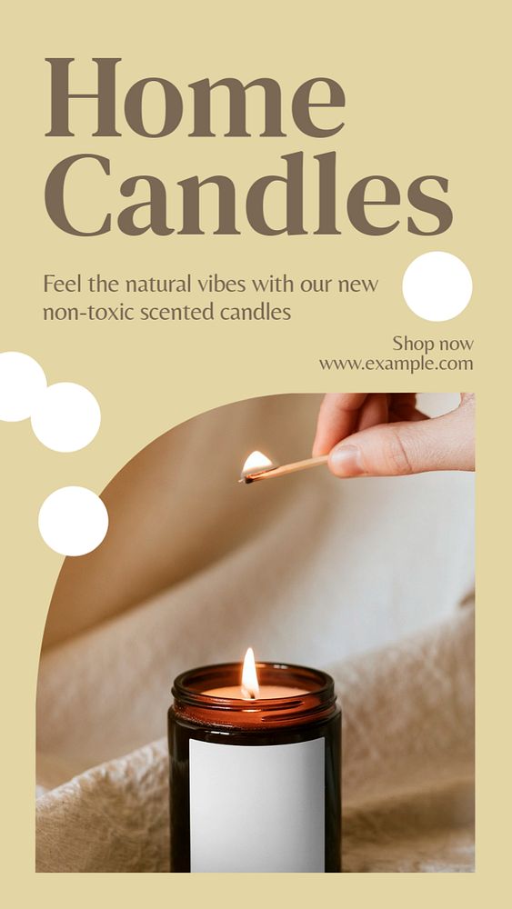 Home candles  Instagram story template, editable text