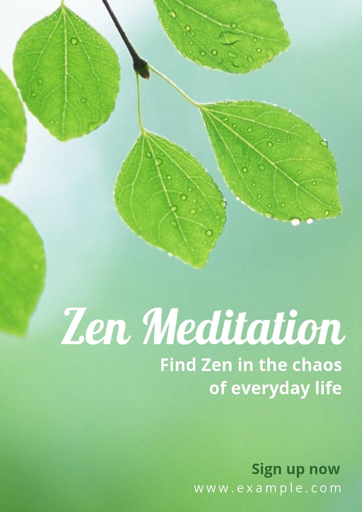 Zen meditation  poster template, editable text and design