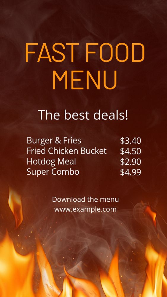 Fast food menu Instagram story template, editable text