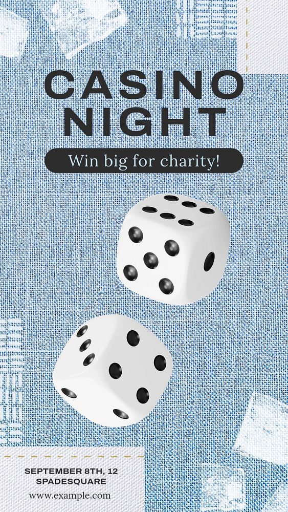 Charity casino night  Instagram story template, editable text