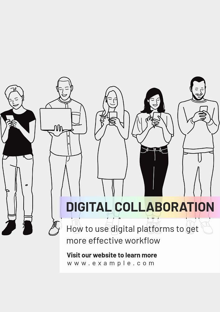 Digital collaboration  poster template, editable text and design