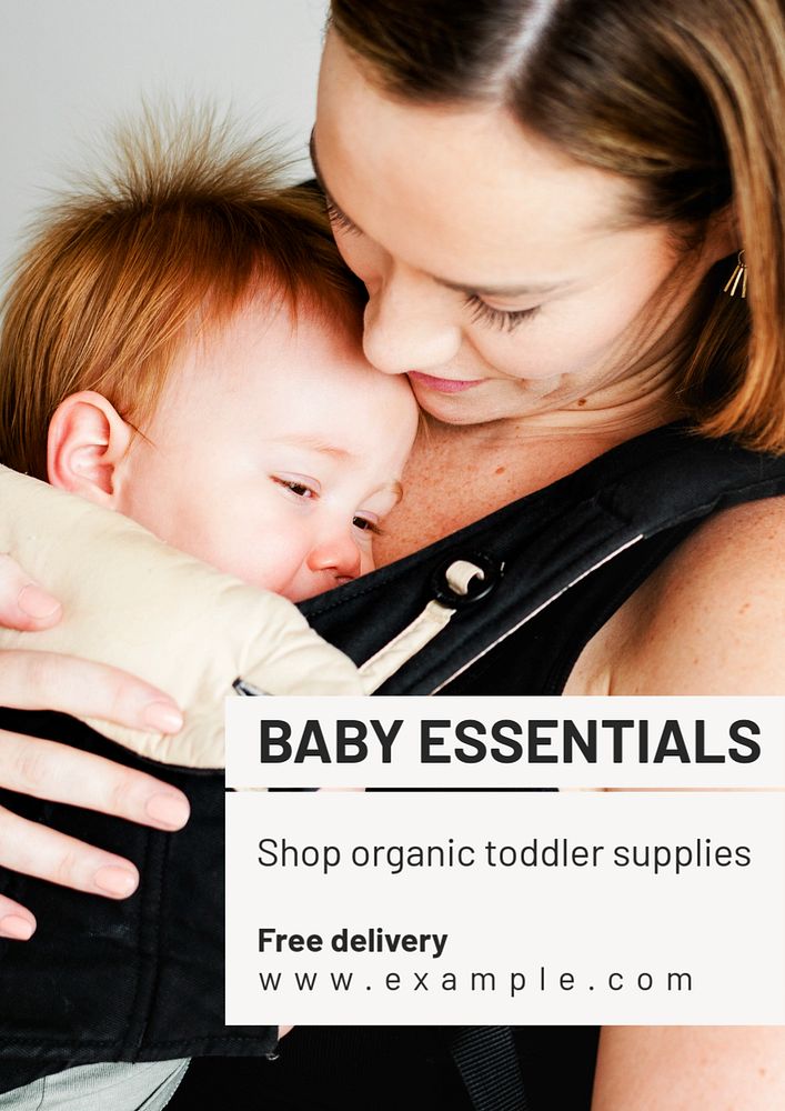 Baby essentials  poster template, editable text and design